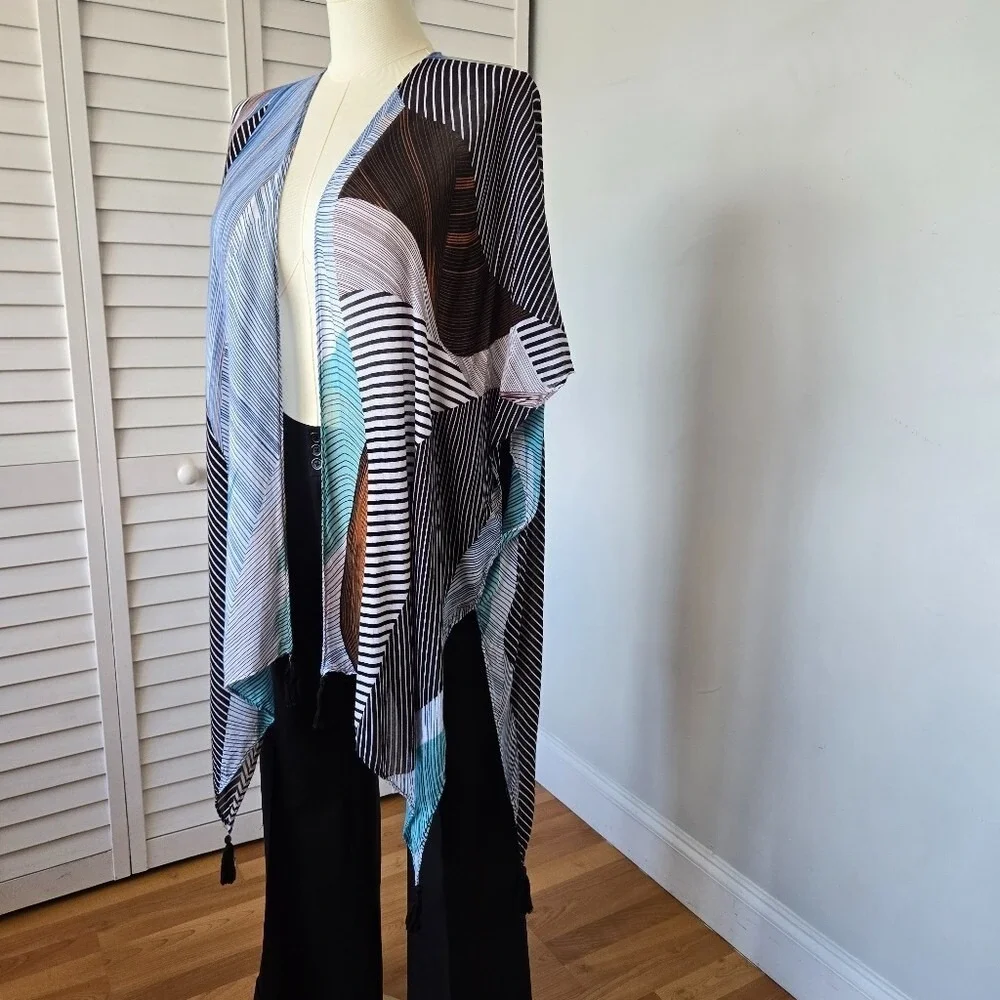 Moss Rose Lightweight Kimono Beach Coverup OS Lagenlook Artsy Vacation Chic Boho